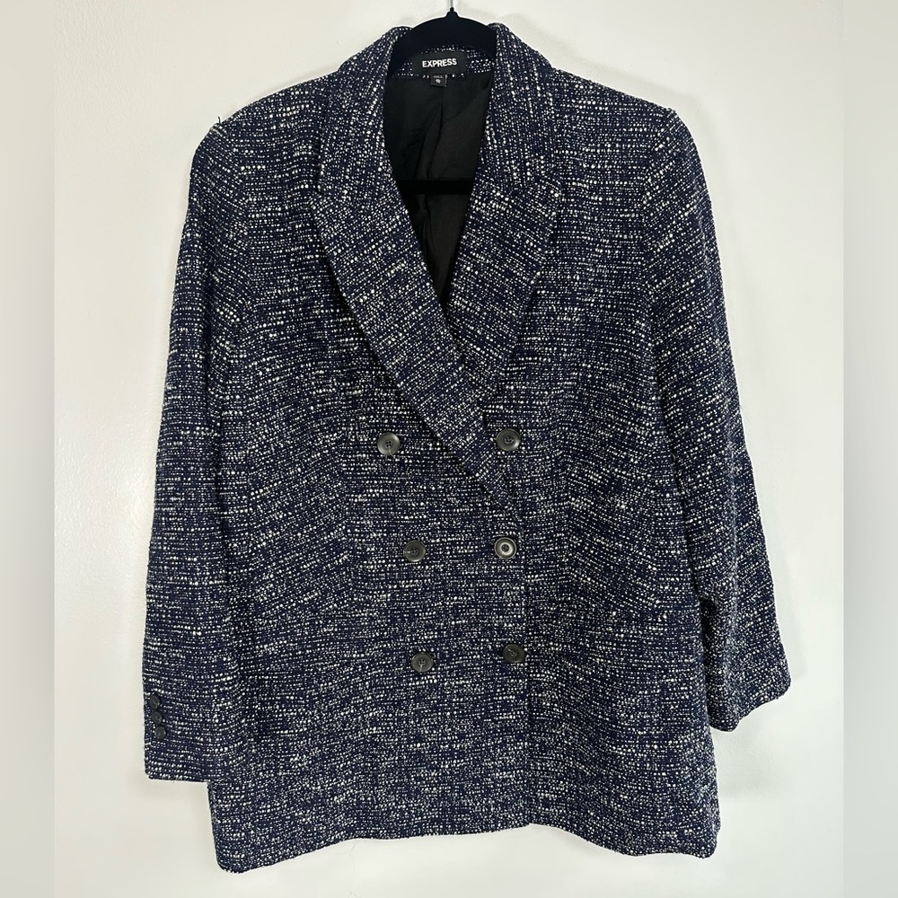 Express Women's Navy Tweed Blazer Size XL Oversized.